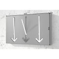 Designový obdélníkový kovový moderní černý závěsný nástěnný věšák Arrow s věšáky v podobě stříbrných šipek 30 cm
