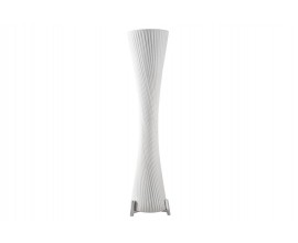 Moderní bílá kulatá vysoká lampa Helix se zatočením a stříbrnou kovovou podstavou 200 cm