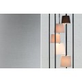 Industriální obdélníková stojící černá lampa Levels s pěti lněnými stínítky v šedých a černých odstínech 180 cm