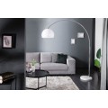Designová polohovatelná moderní kovová stříbrná stojací lampa Big Bow s bílým akrylovým kulatým stínítkem 205 cm