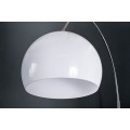 Designová polohovatelná moderní kovová stříbrná stojací lampa Big Bow s bílým akrylovým kulatým stínítkem 205 cm