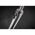 Designová polohovatelná moderní kovová stříbrná stojací lampa Big Bow s bílým akrylovým kulatým stínítkem 205 cm