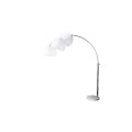 Designová polohovatelná moderní kovová stříbrná stojací lampa Big Bow s bílým akrylovým kulatým stínítkem 205 cm