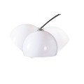 Designová polohovatelná oblouková moderní kovová stříbrná stojací lampa Big Bow s bílým akrylovým kulatým stínítkem 205 cm