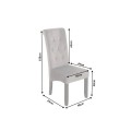 Moderní šedá sametová jídelní židle Nackenrolle s prošívaným vysokým opěradlem s knoflíky a černými nožička 108 cm