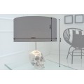 Stylová glamour kulatá kovová stříbrná stolní lampa Skull s nohou v podobě lebky a černým textilním stínítkem 44 cm