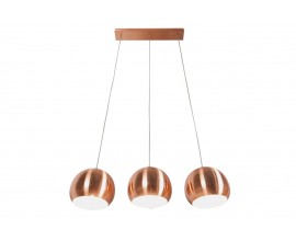 Stylové závěsné trojité svítidlo Copper v měděné barvě z kovu v kulatém kulatém tvaru kulatými stínítky 128 cm