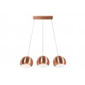 Stylové závěsné trojité svítidlo Copper v měděné barvě z kovu v kulatém kulatém tvaru kulatými stínítky 128 cm