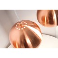 Stylové závěsné trojité svítidlo Copper v měděné barvě z kovu v kulatém kulatém tvaru kulatými stínítky 128 cm