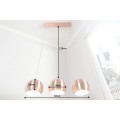 Stylové závěsné trojité svítidlo Copper v měděné barvě z kovu v kulatém kulatém tvaru kulatými stínítky 128 cm