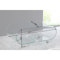 Moderní designový skleněný konferenční stolek Ghost v obdélníkovém tvaru na kolečkách s oblými hranami 90 cm