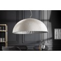 Moderní kulatý závěsný lustr Glow ze sklolaminátu se stříbrným vnitřkem a bílým povrchem 70 cm