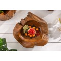 Designová etno masivní mísa na ovoce Kory z teakového dřeva v hnědé barvě v nepravidelném kulatém tvaru 50 cm