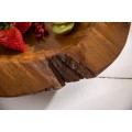 Designová etno masivní mísa na ovoce z teakového dřeva v hnědé barvě v nepravidelném kulatém tvaru 50 cm