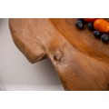 Designová etno masivní mísa na ovoce z teakového dřeva v hnědé barvě v nepravidelném kulatém tvaru 50 cm