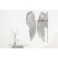 Vintage nástěnná dekorace Angel Wings z kovu ve stříbrné patinované barvě s detailním reliéfem rtů 65 cm
