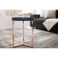 Art deco kulatý kovový příruční stolek Modul s černou dřevěnou deskou a měděnou podstavou s lesklým povrchem 40 cm