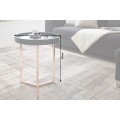Art deco kulatý kovový příruční stolek Modul s černou dřevěnou deskou a měděnou podstavou s lesklým povrchem 40 cm