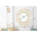 Art deco kulaté nástěnné zrcadlo Euphoria se zlatým kovovým rámem s geometrickým vzorem a hladkým lesklým povrchem 85 cm