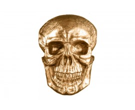 Glamour nástěnná dekorace Skull ve tvaru realistické zlaté lebky z kovu s lesklým povrchem 40 cm