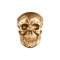 Glamour realistická nástěnná dekorace Skull ze zlatého kovu v podobě lebky s výrazným lesklým povrchem a otvory pro zavěšení