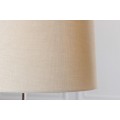 Venkovská závěsná lampa Hestia s dřevěnou konstrukcí přírodní hnědé barvy a se třemi lněnými stínítky 165cm