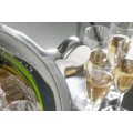 Vintage kulatá stříbrná kovová nádoba Champagne s chromovým lesklým povrchem s gravírovaným nápisem a bočními úchyty 65 cm