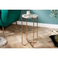 Art deco kulatý příruční stolek Jaspě se zlatou kovovou podstavou a odnímatelnou deskou z modrého achátu 61 cm