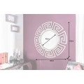 Art deco kulaté nástěnné zrcadlo Euphoria se stříbrným kovovým rámem s geometrickým řeckým vzorem 85 cm