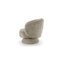 Produkt Art deco otočné křeslo Elian potažené taupe šedou bouclé látkou se zaobleným opěradlem a kuželovou základnou 76 cm