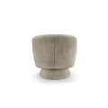 Produkt Art deco otočné křeslo Elian potažené taupe šedou bouclé látkou se zaobleným opěradlem a kuželovou základnou 76 cm