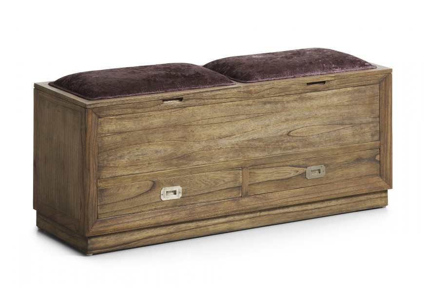 Luxusní stylová lavice Merapi se dvěma zásuvkami a úložným prostorem