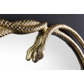 Art deco kulaté závěsné zrcadlo Serpente se zlatým kovovým rámem ve tvaru hadů a zadním dýhováním 52 cm