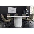 Art deco kulatý jídelní stůl Marmol Lignia s bílou drážkovanou podstavou a mramorovou bílou deskou 120 cm