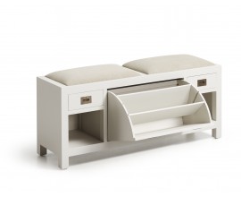 Luxusní koloniální lavice s botníkem NEW WHITE