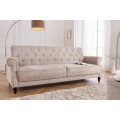 Designová chesterfield rozkládací sedačka Maison Belle Affaire pro tři osoby s béžovým buklé potahem 220 cm