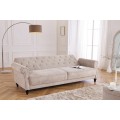 Designová chesterfield rozkládací sedačka Maison Belle Affaire pro tři osoby s béžovým buklé potahem 220 cm