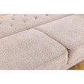 Designová chesterfield rozkládací sedačka Maison Belle Affaire pro tři osoby s béžovým buklé potahem 220 cm