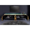 Art deco obdélníkový čtyřdveřový TV stolek Gatsby s bronzovým korpusem a zelenou mramorovou deskou Spider Green 160 cm