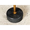 Art deco kulatý příruční stolek Stone se zlatou kovovou deskou s vyvýšeným okrajem a černou mramorovou podstavou 56 cm