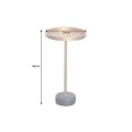 Art deco kulatý příruční stolek Stone se zlatou kovovou deskou s vyvýšeným okrajem a černou mramorovou podstavou 56 cm