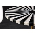 Art deco kulatý příruční stolek Hypnotique s černobílým vykládáním s intarzií a zlatou kovovou tyčí 55 cm