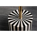 Art deco kulatý příruční stolek Hypnotique s černobílým vykládáním s intarzií a zlatou kovovou tyčí 55 cm