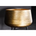 Art deco sada kulatých bronzových kovových květináčů Orbit na vysokých černých nožičkách s kulovitým zakončením 63 cm