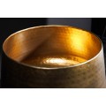 Art deco sada kulatých bronzových kovových květináčů Orbit na vysokých černých nožičkách s kulovitým zakončením 63 cm