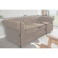 Luxusní vintage hnědá sedačka Antik s chesterfield prošíváním z kůže s nýty s černými nožičkami 205 cm