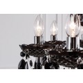 Designový zámecký lustr Karat v černé lesklé barvě s patnácti rameny s dekorativními krystaly 80 cm