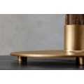 Designová moderní stolní lampa Mervik s černým stínítkem a hnědou dřevěnou nohou se zlatými kovovými detaily 74 cm