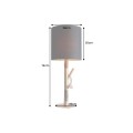 Designová moderní stolní lampa Mervik s černým stínítkem a hnědou dřevěnou nohou se zlatými kovovými detaily 74 cm