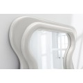 Designové art deco nástěnné obdélníkové zrcadlo Swan s rámem v bílé barvě se zvlněnými bočními stranami 160 cm